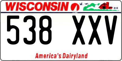 WI license plate 538XXV