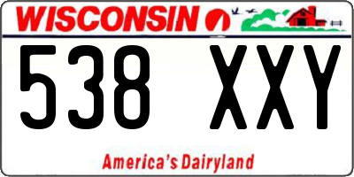 WI license plate 538XXY