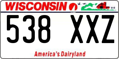 WI license plate 538XXZ