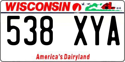 WI license plate 538XYA