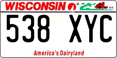 WI license plate 538XYC