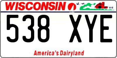 WI license plate 538XYE