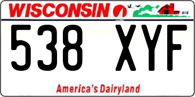 WI license plate 538XYF
