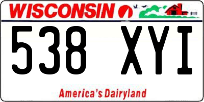 WI license plate 538XYI