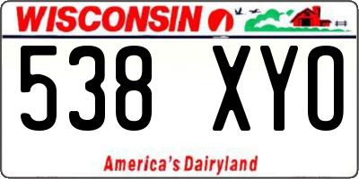 WI license plate 538XYO