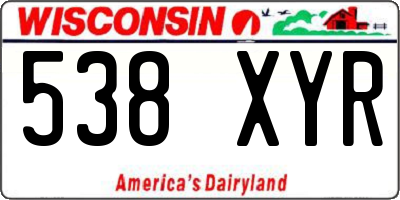 WI license plate 538XYR