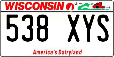 WI license plate 538XYS