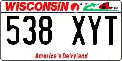 WI license plate 538XYT