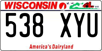 WI license plate 538XYU