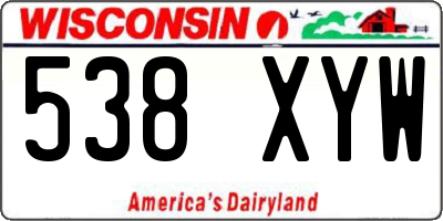 WI license plate 538XYW