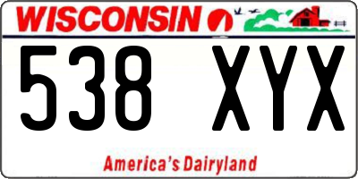 WI license plate 538XYX