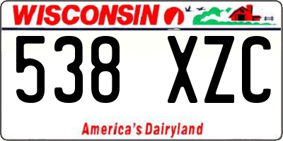 WI license plate 538XZC
