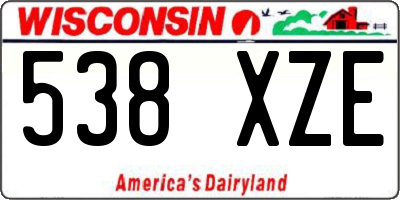 WI license plate 538XZE