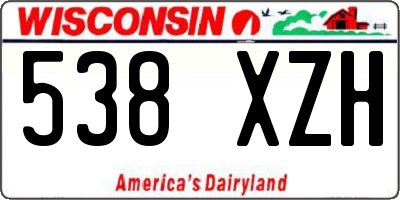 WI license plate 538XZH