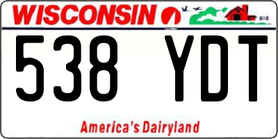 WI license plate 538YDT