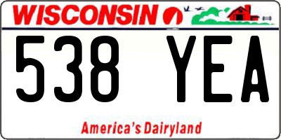 WI license plate 538YEA
