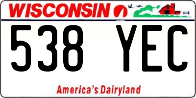 WI license plate 538YEC