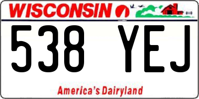 WI license plate 538YEJ