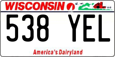 WI license plate 538YEL