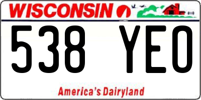 WI license plate 538YEO