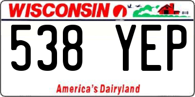 WI license plate 538YEP