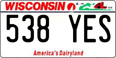 WI license plate 538YES