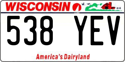 WI license plate 538YEV