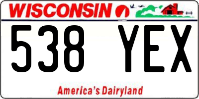 WI license plate 538YEX