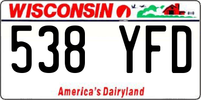 WI license plate 538YFD