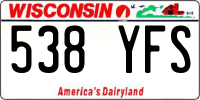WI license plate 538YFS