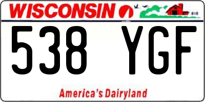 WI license plate 538YGF