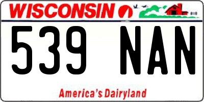 WI license plate 539NAN