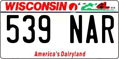 WI license plate 539NAR