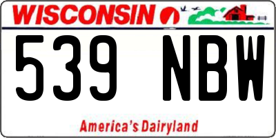WI license plate 539NBW