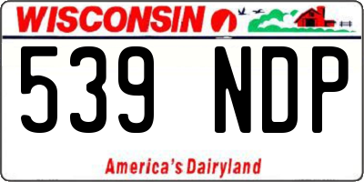 WI license plate 539NDP