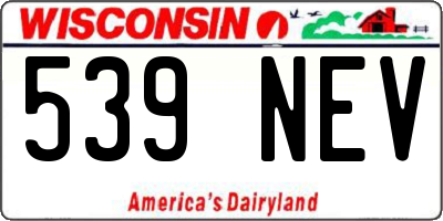 WI license plate 539NEV
