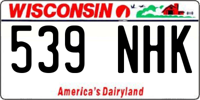 WI license plate 539NHK