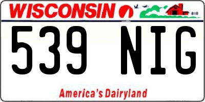 WI license plate 539NIG
