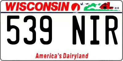 WI license plate 539NIR