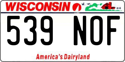 WI license plate 539NOF