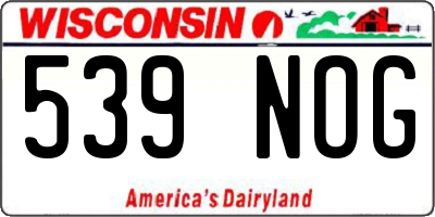 WI license plate 539NOG