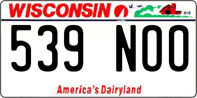 WI license plate 539NOO