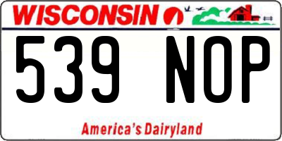 WI license plate 539NOP