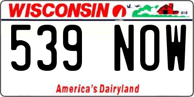 WI license plate 539NOW