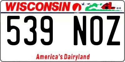 WI license plate 539NOZ