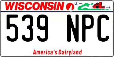 WI license plate 539NPC