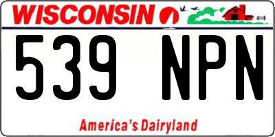 WI license plate 539NPN