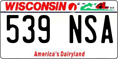 WI license plate 539NSA