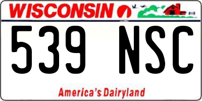 WI license plate 539NSC