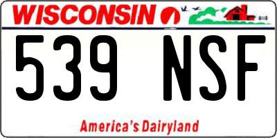 WI license plate 539NSF